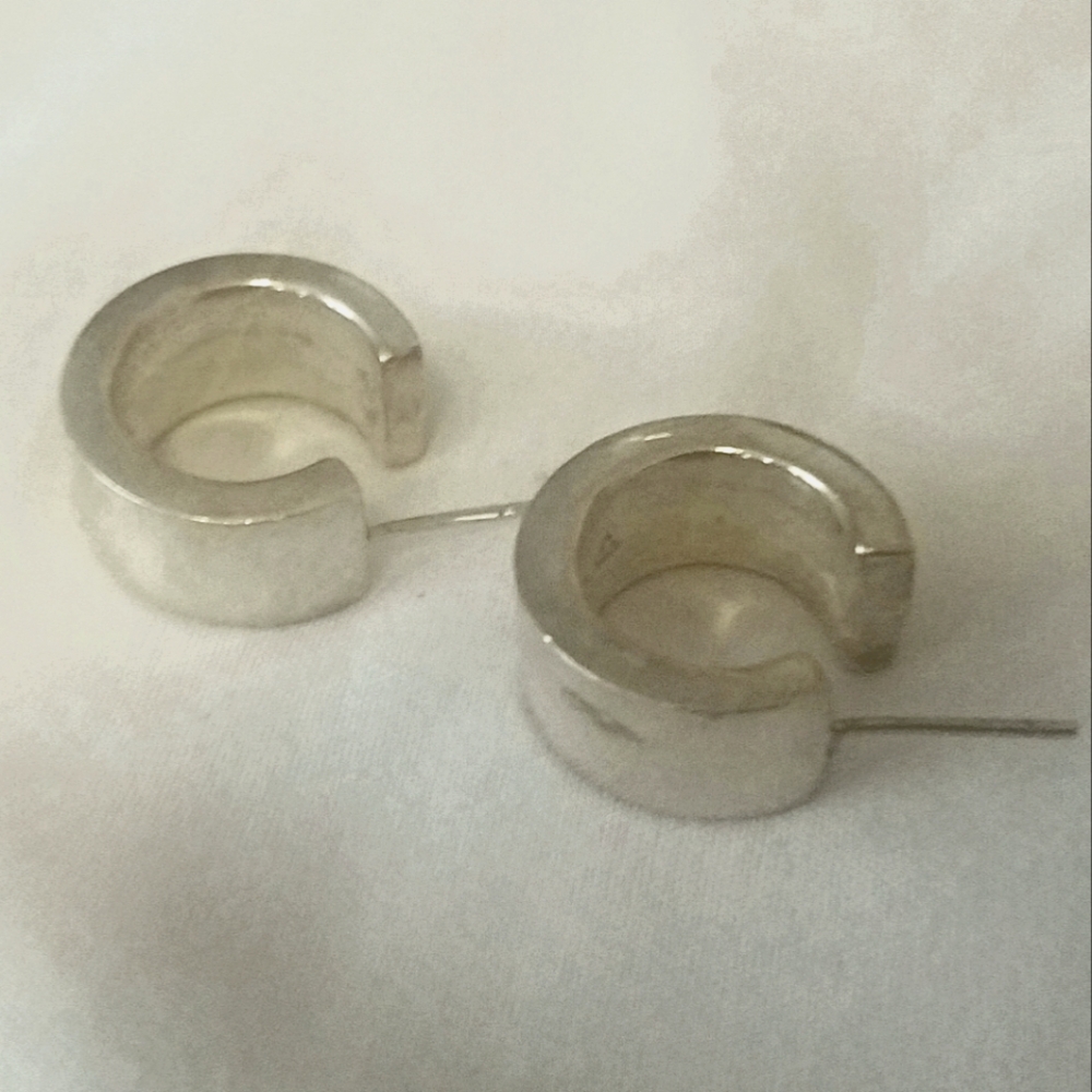Vintage Chunky Silver Open Hoop Earrings
